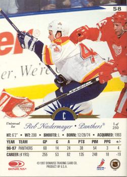 1997-98 Leaf International Stars - Universal Ice #58 Rob Niedermayer Back