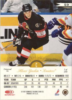 1997-98 Leaf International Stars - Universal Ice #59 Alexei Yashin Back