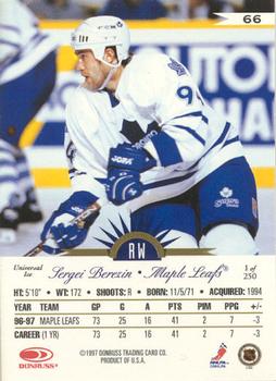 1997-98 Leaf International Stars - Universal Ice #66 Sergei Berezin Back