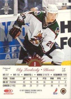 1997-98 Leaf International Stars - Universal Ice #92 Oleg Tverdovsky Back