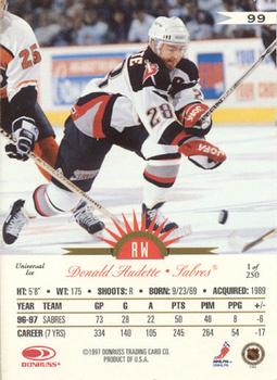 1997-98 Leaf International Stars - Universal Ice #99 Donald Audette Back