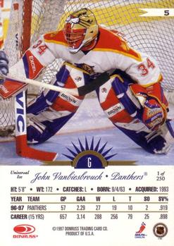1997-98 Leaf International Stars - Universal Ice #5 John Vanbiesbrouck Back