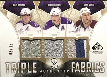 2009-10 SP Game Used - Authentic Fabrics Triples Patches #AF3-SBK Ryan Smyth / Dustin Brown / Anze Kopitar  Front