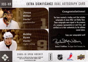 2009-10 SP Game Used - Extra SIGnificance #XSG-HR Bobby Ryan / Jonas Hiller  Back