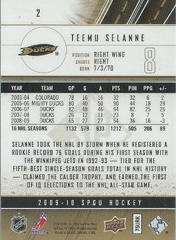 2009-10 SP Game Used - Gold #2 Teemu Selanne  Back