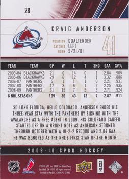 2009-10 SP Game Used - Gold #28 Craig Anderson  Back