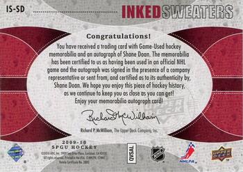 2009-10 SP Game Used - Inked Sweaters #IS-SD Shane Doan  Back