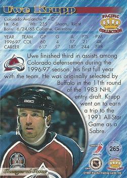 1997-98 Pacific Crown Collection #265 Uwe Krupp Back