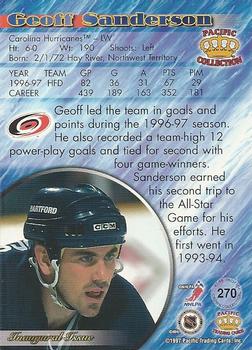 1997-98 Pacific Crown Collection #270 Geoff Sanderson Back