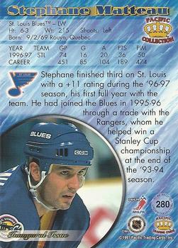 1997-98 Pacific Crown Collection #280 Stephane Matteau Back