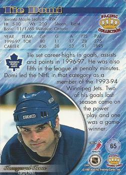 1997-98 Pacific Crown Collection #65 Tie Domi Back
