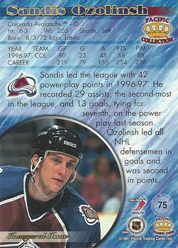 1997-98 Pacific Crown Collection #75 Sandis Ozolinsh Back