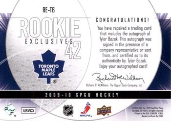 2009-10 SP Game Used - Rookie Exclusives Autographs #RE-TB Tyler Bozak  Back