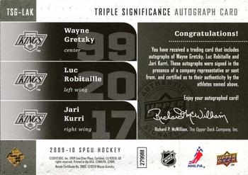 2009-10 SP Game Used - Triple SIGnificance #TSG-LAK Luc Robitaille / Jari Kurri / Wayne Gretzky  Back