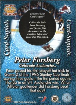 1997-98 Pacific Crown Collection - Card-Supials #4 Peter Forsberg Back