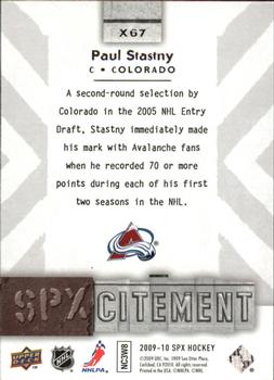 2009-10 SPx - SPxcitement #X67 Paul Stastny  Back