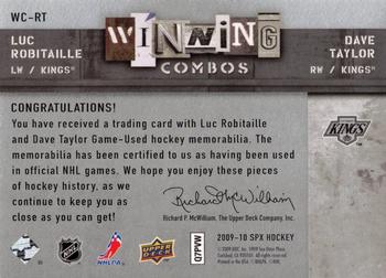 2009-10 SPx - Winning Combos #WC-RT Dave Taylor / Luc Robitaille  Back