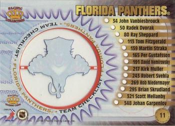 1997-98 Pacific Crown Collection - Team Checklists #11 John Vanbiesbrouck Back