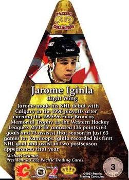 1997-98 Pacific Crown Collection - Cramer's Choice #3 Jarome Iginla Back