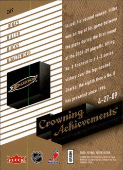 2009-10 Ultra - Crowning Achievements #CA9 Jonas Hiller Back