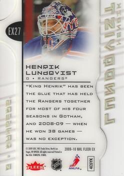 2009-10 Ultra - EX Hockey #EX27 Henrik Lundqvist  Back