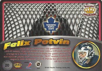 1997-98 Pacific Crown Collection - In the Cage Die Cuts #20 Felix Potvin Back