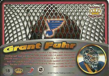 1997-98 Pacific Crown Collection - In the Cage Die Cuts #18 Grant Fuhr Back