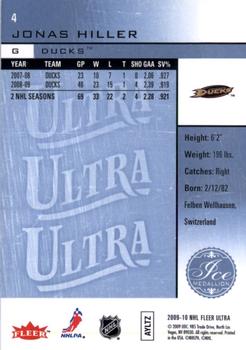 2009-10 Ultra - Ice Medallion #4 Jonas Hiller  Back