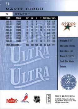 2009-10 Ultra - Ice Medallion #51 Marty Turco  Back