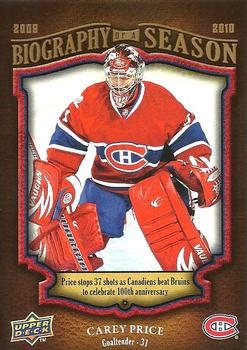 2009-10 Upper Deck - Biography of a Season #BOS15 Carey Price  Front