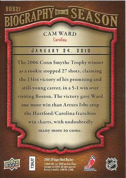 2009-10 Upper Deck - Biography of a Season #BOS21 Cam Ward  Back