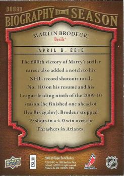 2009-10 Upper Deck - Biography of a Season #BOS30 Martin Brodeur  Back