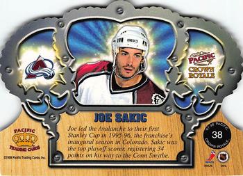 1997-98 Pacific Crown Royale #38 Joe Sakic Back