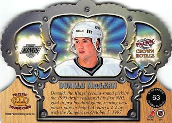 1997-98 Pacific Crown Royale #63 Donald MacLean Back
