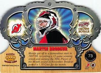 Martin Brodeur (Hockey Card) 1997-98 Pacific Paramount