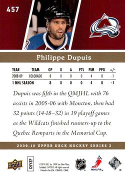 2009-10 Upper Deck - UD Exclusives #457 Philippe Dupuis Back