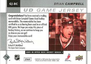 2009-10 Upper Deck - UD Game Jerseys #GJ-BC Brian Campbell  Back