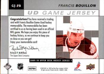 2009-10 Upper Deck - UD Game Jerseys #GJ-FB Francis Bouillon  Back