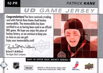 2009-10 Upper Deck - UD Game Jerseys #GJ-PK Patrick Kane  Back