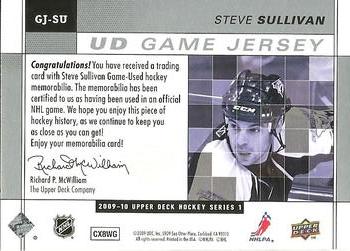 2009-10 Upper Deck - UD Game Jerseys #GJ-SU Steve Sullivan  Back