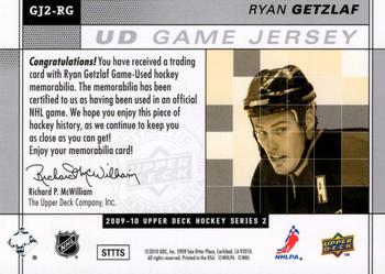 2009-10 Upper Deck - UD Game Jerseys #GJ2-RG Ryan Getzlaf  Back