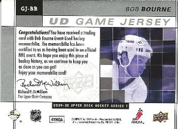 2009-10 Upper Deck - UD Game Jerseys #GJ-BB Bob Bourne  Back