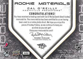 2009-10 Upper Deck - Rookie Materials #RM-CO Cal O'Reilly  Back