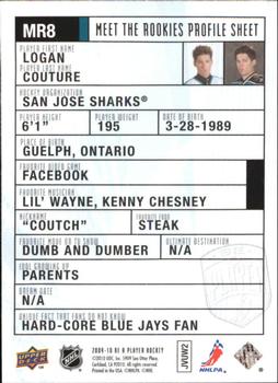 2009-10 Upper Deck Be A Player - Meet the Rookies #MR8 Logan Couture  Back