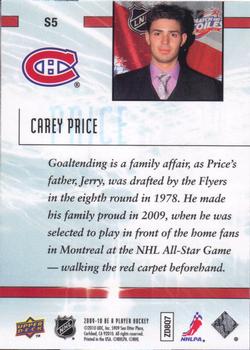2009-10 Upper Deck Be A Player - Sidelines #S5 Carey Price  Back
