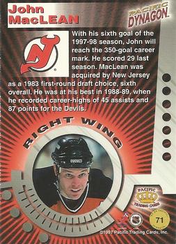 1997-98 Pacific Dynagon #71 John MacLean Back