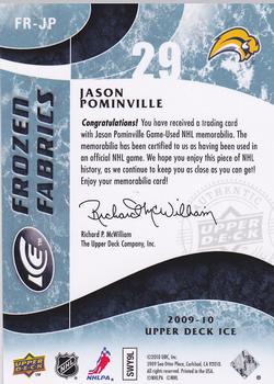 2009-10 Upper Deck Ice - Frozen Fabrics #FR-JP Jason Pominville  Back