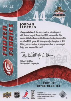 2009-10 Upper Deck Ice - Frozen Fabrics Patches #FR-JL Jordan Leopold  Back