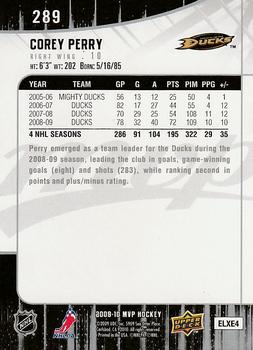 2009-10 Upper Deck MVP - Super Script #289 Corey Perry  Back