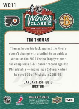 2009-10 Upper Deck MVP - Winter Classic #WC11 Tim Thomas  Back